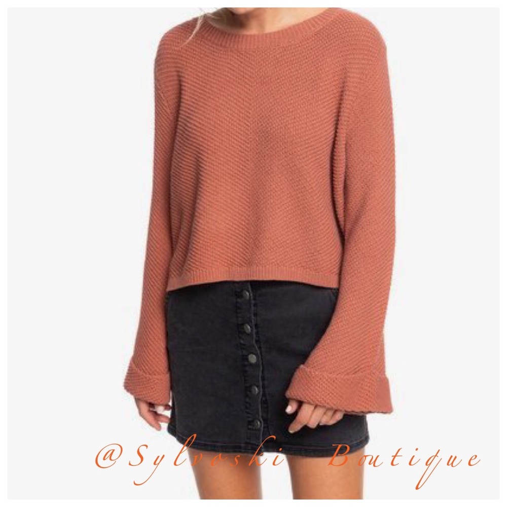 🔥Roxy Sorrento Shades Flared Sleeve Sweater NWT - Picture 2 of 8